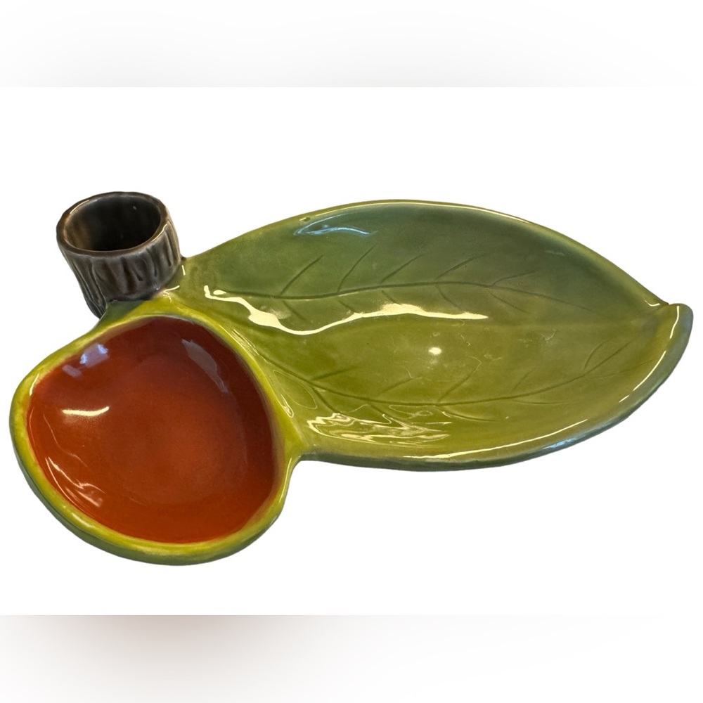 Elgen Arts Uncommon Goods Ceramic Leaf Design Olive Style Serving Dish